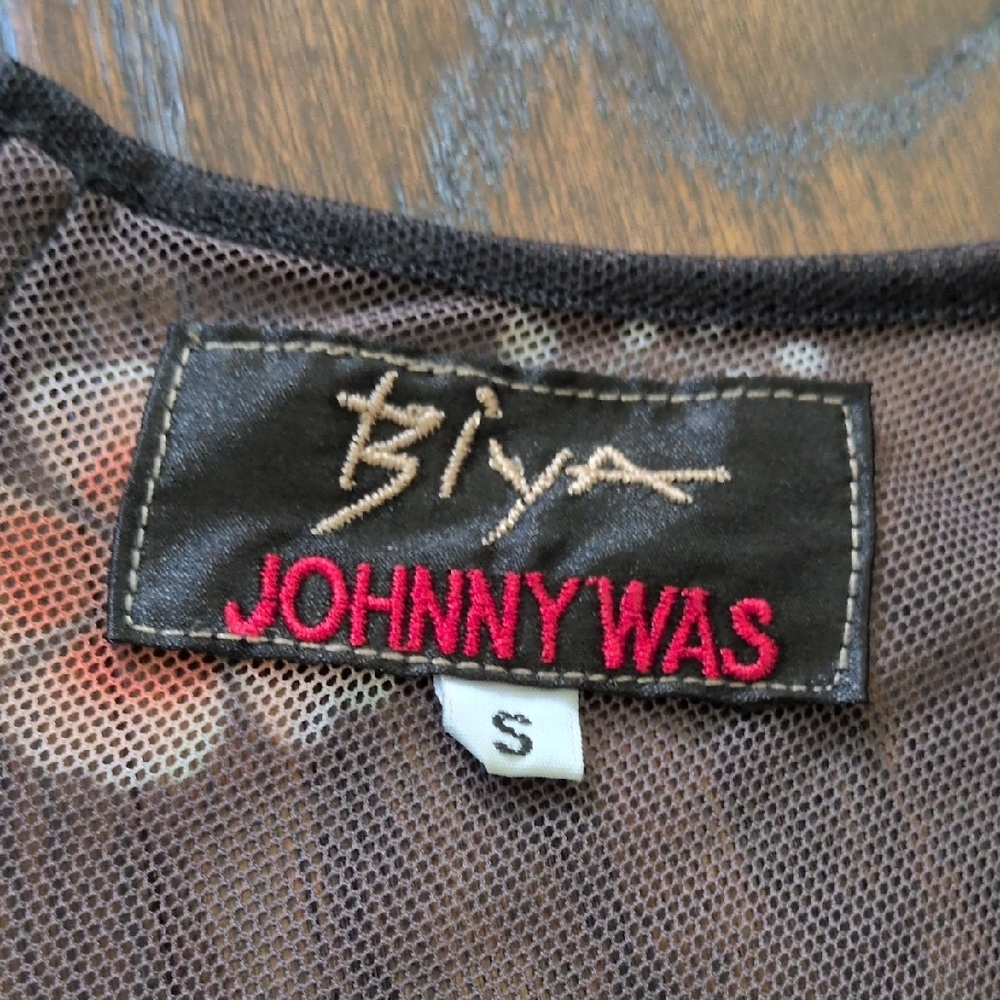 BIYA JOHNNY WAS I Floral Embroidered Mesh Sleeveless Midi Dress with Liner, S - Picture 7 of 16